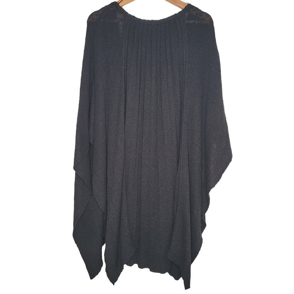 Free People Frontier Cape Black Slip on Coat Sweaters Cover Warm High Low Uneven - Picture 6 of 10